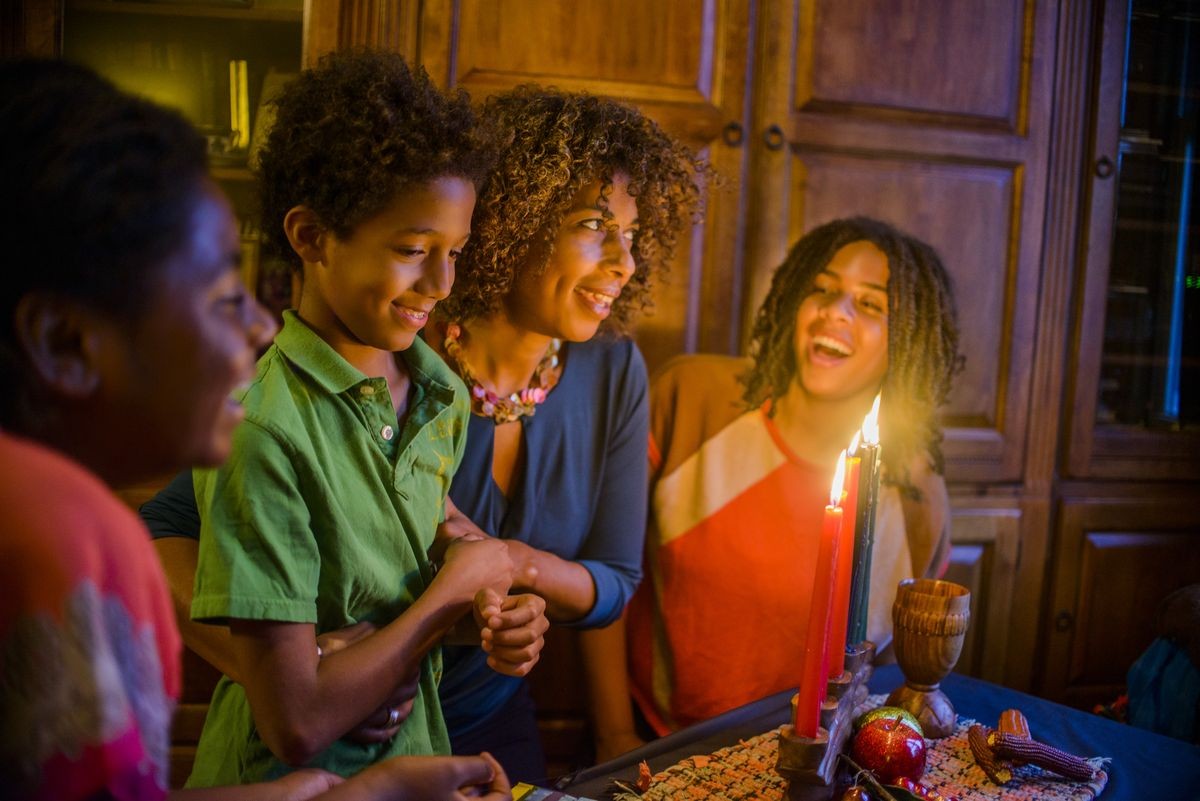 Family celebrating Kwanzaa