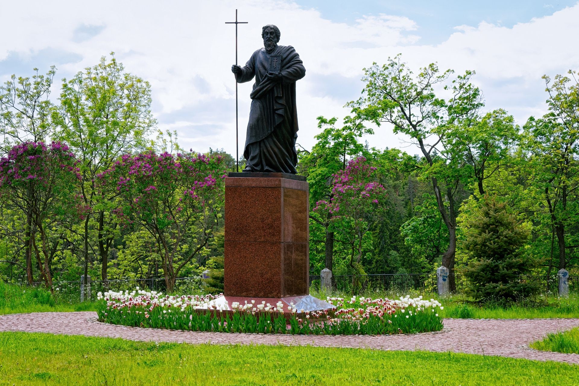 Saint Andrew the Apostle monument in the Valaam Island in Karelia, Russia.