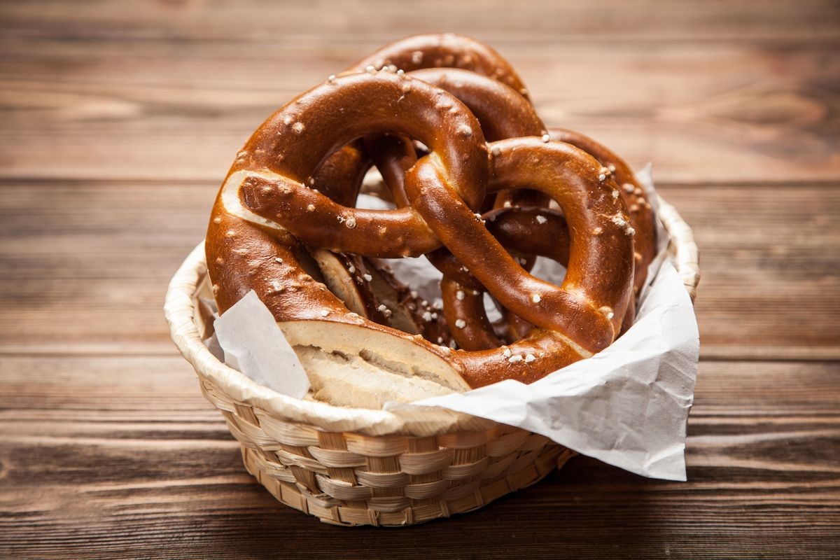 Pretzels on wooden table