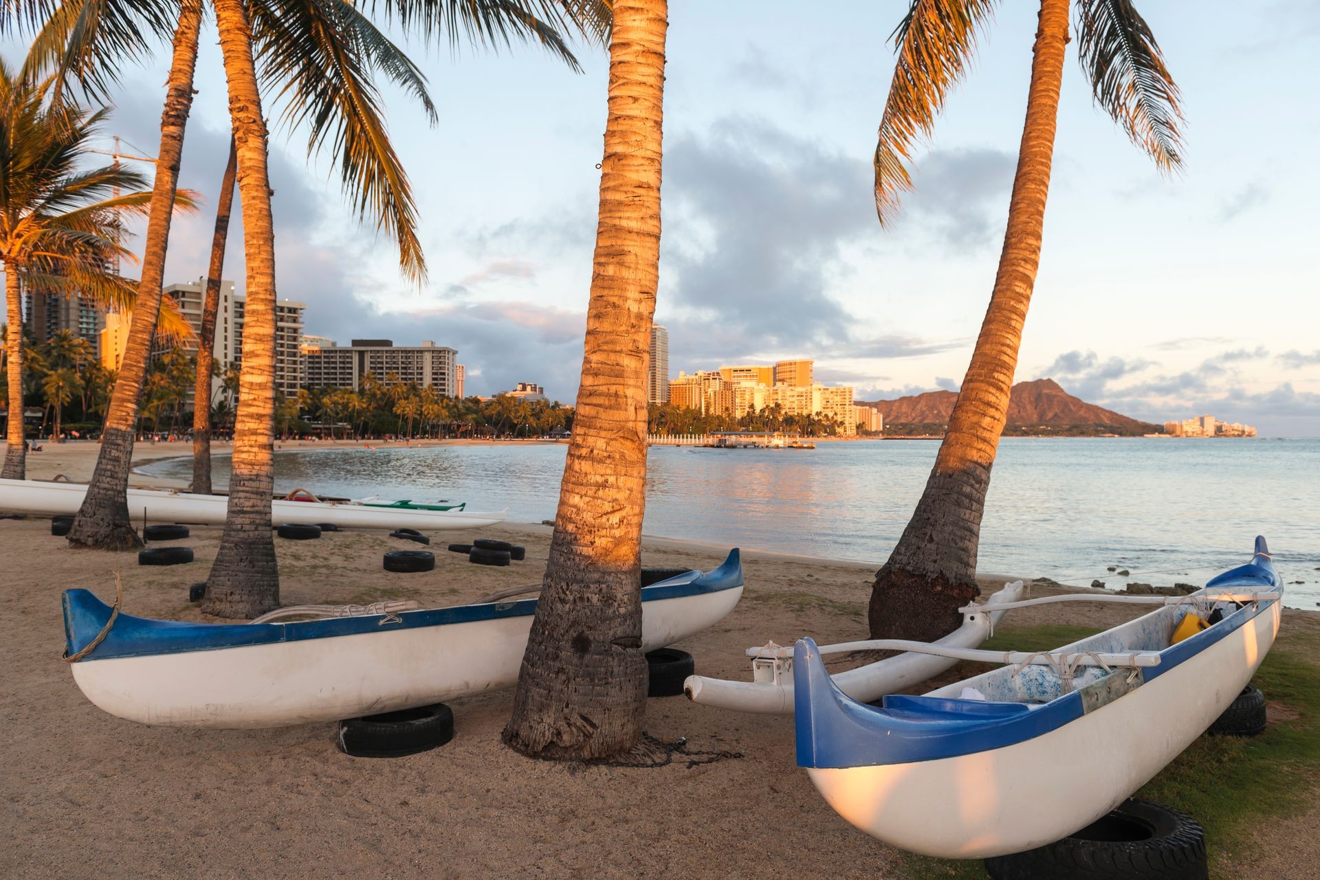 Waikiki Beach and Diamond Head of Honolulu Hawaii