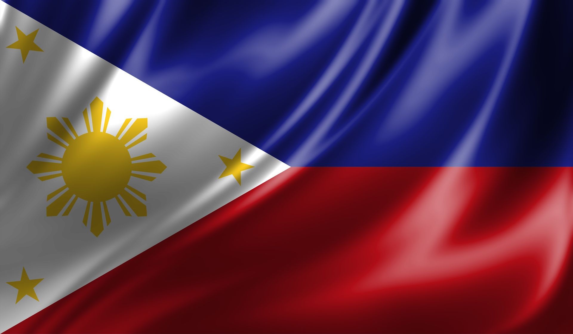 Realistic flag of Philippines on the wavy surface of fabric. This flag can be used in design