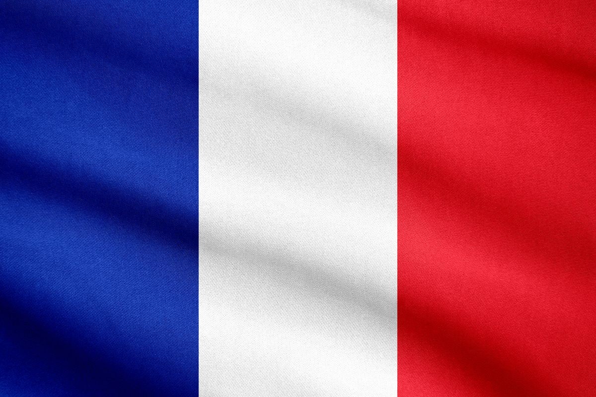 Fabric texture flag of France