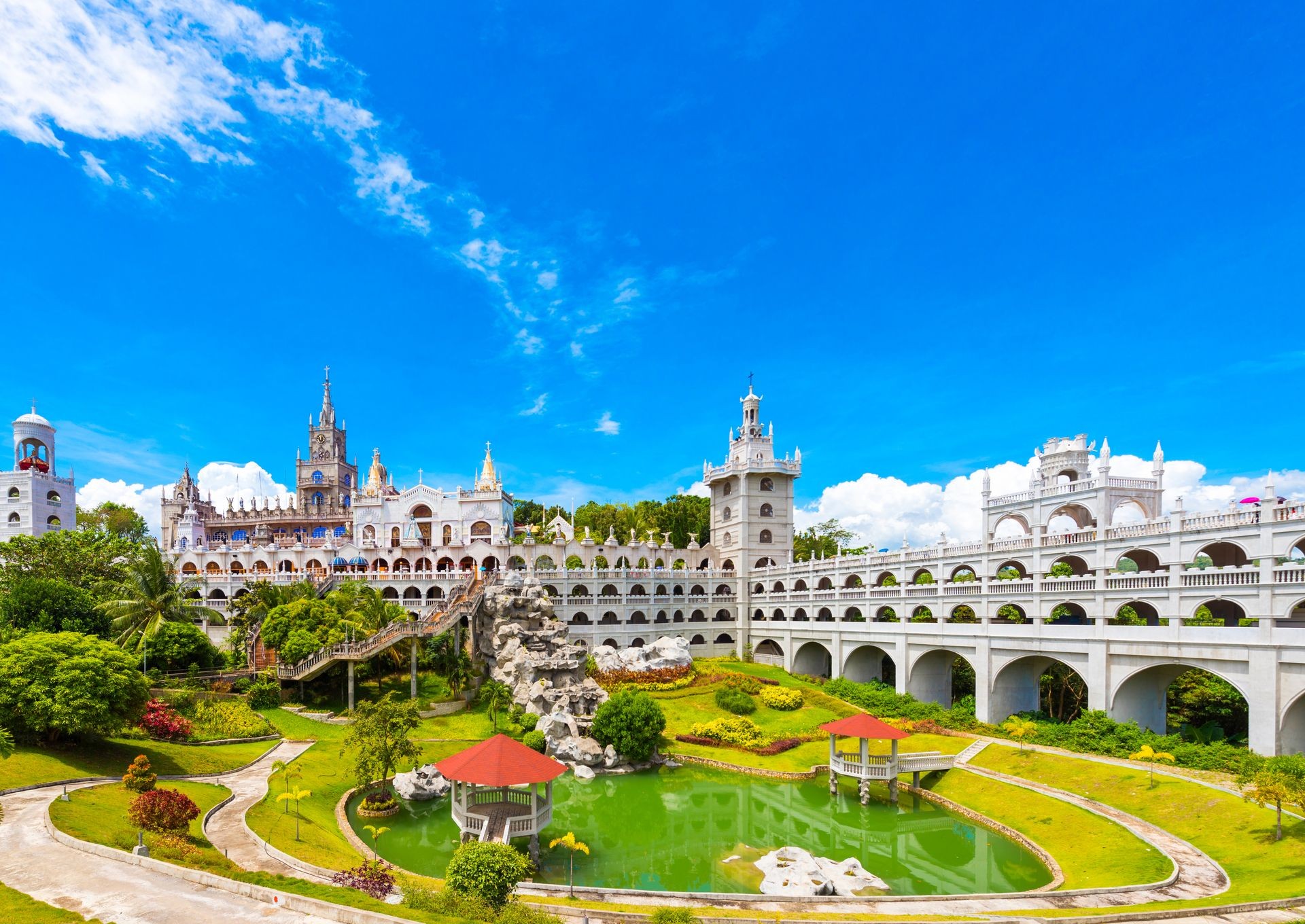 The Catholic Simala Shrine in Sibonga, Cebu, Philippines. Copy space for text                   