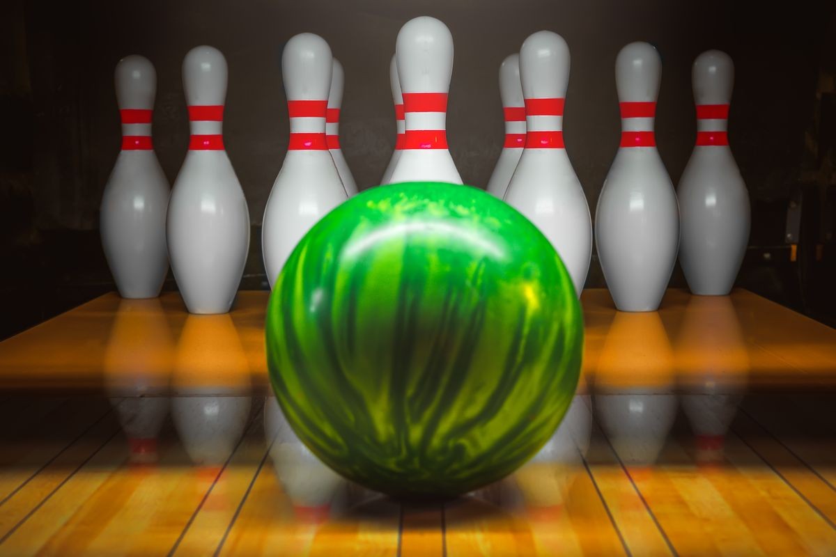 bowling ball and pins