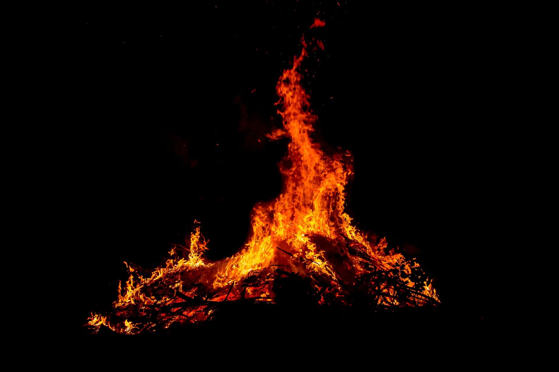 Bonfire Works with graphic creators. on black background light, The collection of fire. Suitable for use in the design, editing, decoration, use on both print and website.