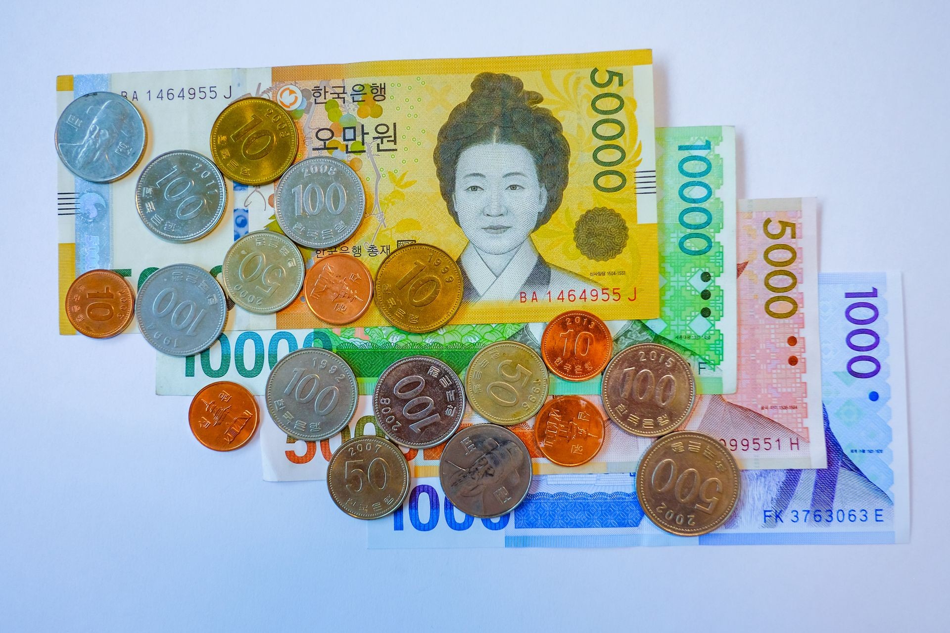 South Korean won currency and finance business. Business concept.