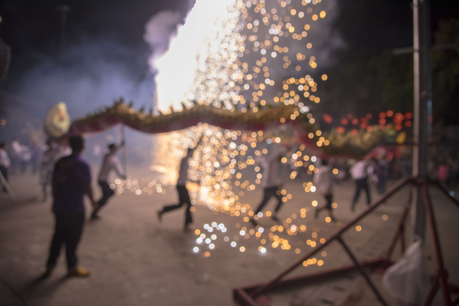 Blur dragon in Chinese New Year parade.